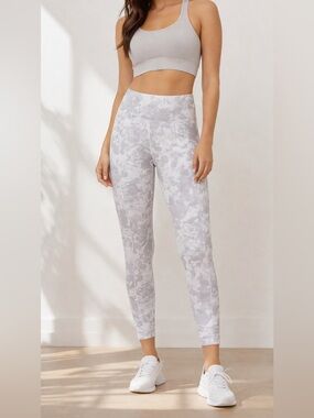RBX White and Light Gray Marble-Print Leggings